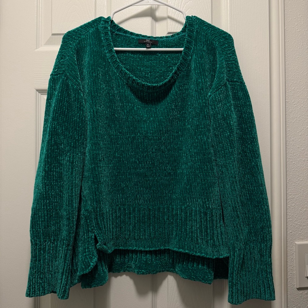My Michelle Emerald Green Chenille Scoop Neck Sweater